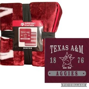 🆕- NCAA Texas A&M Aggies Varsity Plaque Double Sided Royal Plush Blanket. NWT